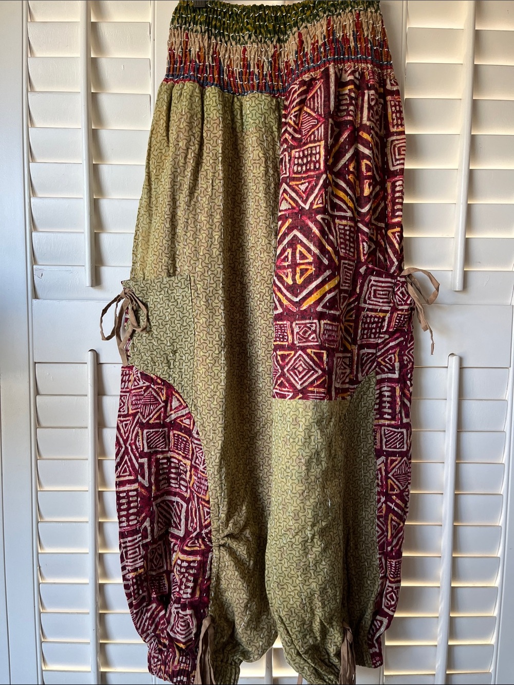 She’s 1 OAK Patchwork Kantha Light Quilt Pants | Boho Artisan | One-of-a-Kind